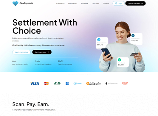 Clear Payments website